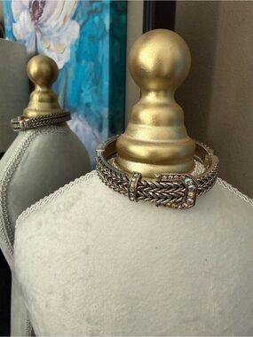 Vintage Braided Bracelet with Iridescent Crystal Buckle